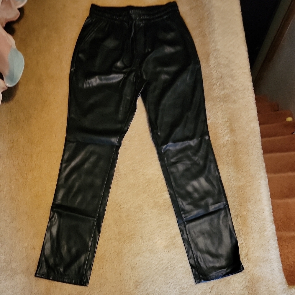 Womens Black Leather Pants GOOD AMERICAN